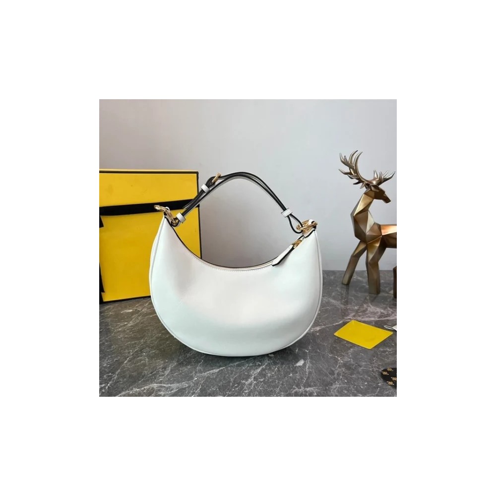 Women’s Luxury Genuine Leather Half Moon Shoulder Bag