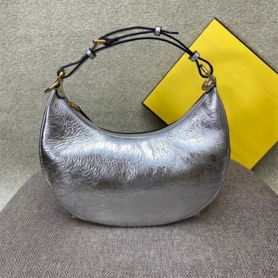 Women’s Luxury Genuine Leather Half Moon Shoulder Bag