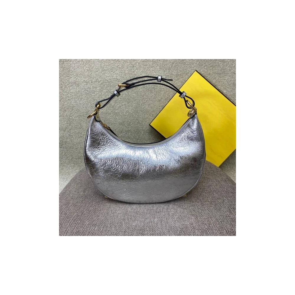 Women’s Luxury Genuine Leather Half Moon Shoulder Bag