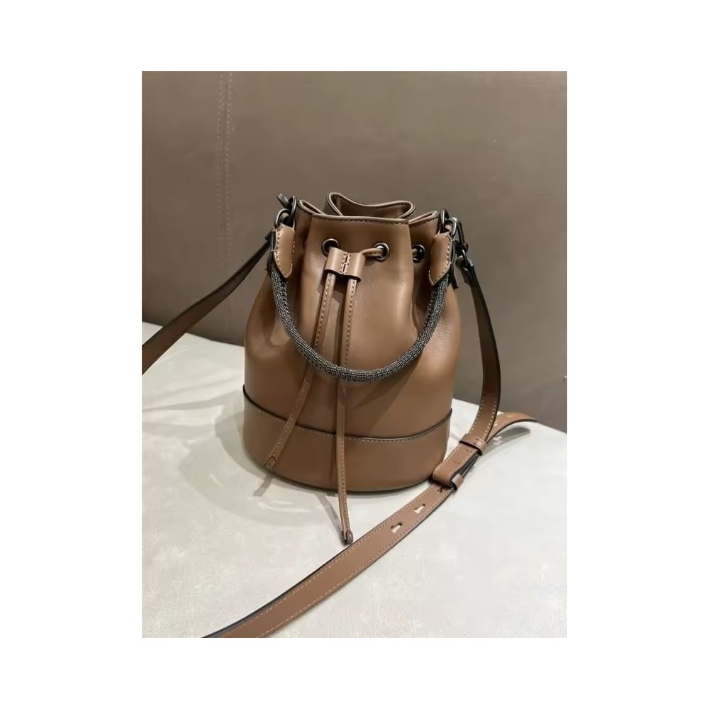 Lux VL Women’s Cowhide Shoulder & Crossbody Bag – Elegant Leather Bucket Bag