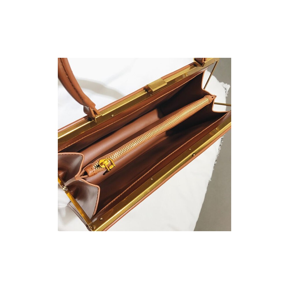 Vintage Metal Frame Women’s Handbag – Elegant Medium Tote, High Quality