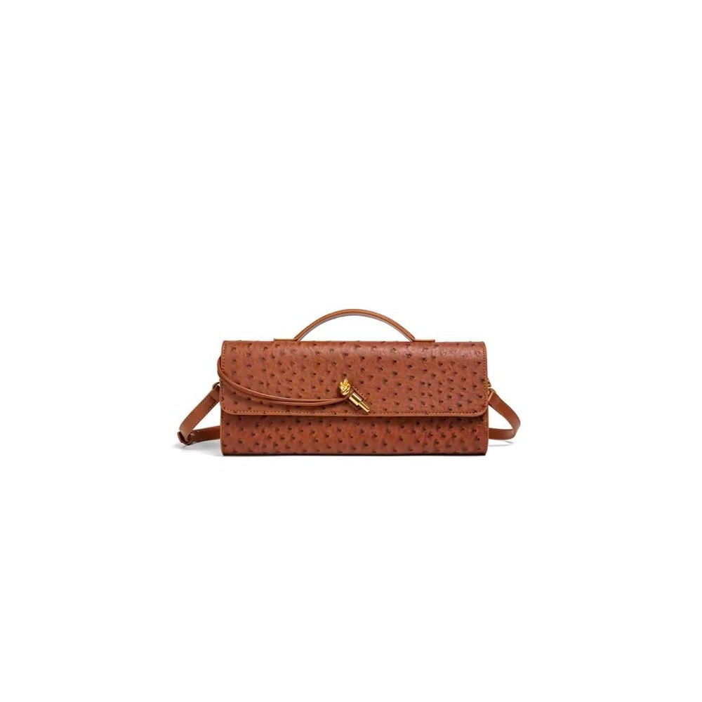 Burgundy Envelope Handbag – Elegant Ostrich Texture