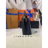 Borsa a Spalla Nera Lux VL – Elegante Borsa da Donna in Pelle e Tela di Alta Qualità