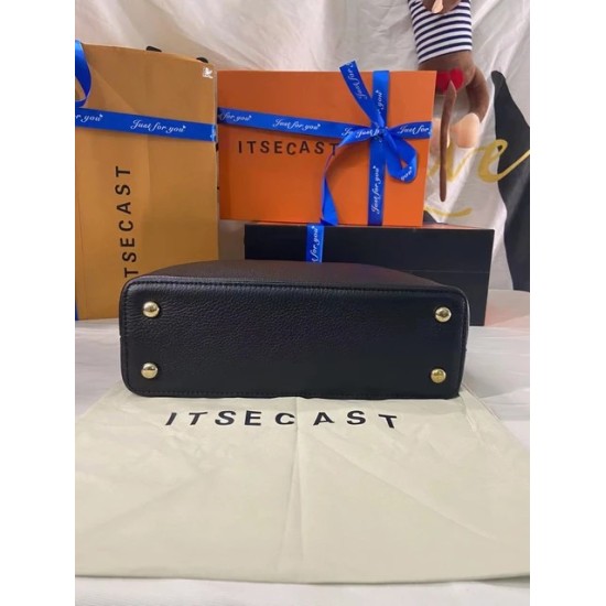 Borsa a Spalla Nera Lux VL – Elegante Borsa da Donna in Pelle e Tela di Alta Qualità