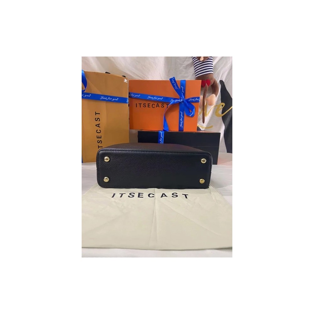 Borsa a Spalla Nera Lux VL – Elegante Borsa da Donna in Pelle e Tela di Alta Qualità