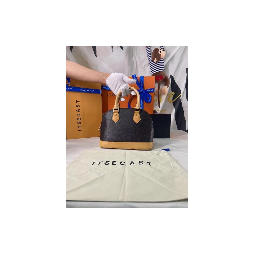 Borsa a Spalla Nera Lux VL – Elegante Borsa da Donna in Tela e Pelle Vera