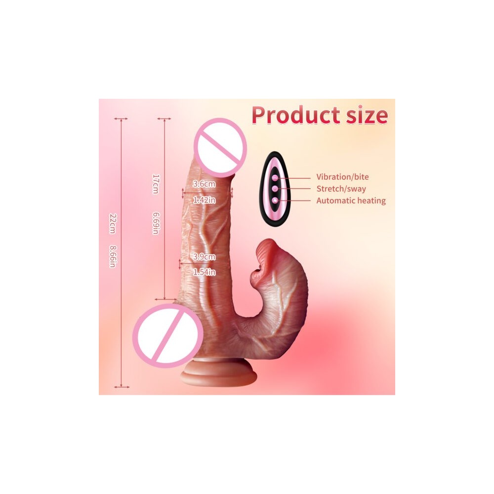 Heated Telescopic Realistic Vibrator with Remote Control | Discreet Delivery