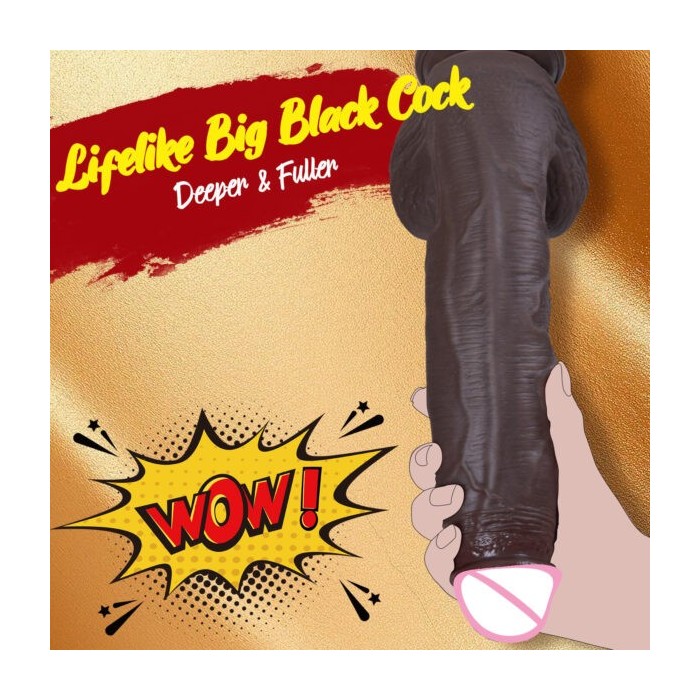 Realistic Black Silicone Dildo with Suction Cup