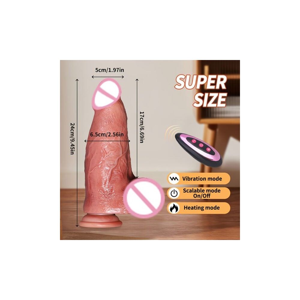 Realistic Heated Telescopic Vibrator – Soft Wireless Dildo for Men & Women