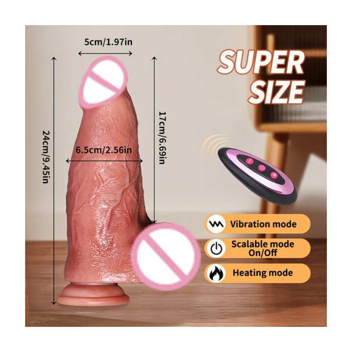 Vibratore Realistico Riscaldante Telescopico – Dildo Morbido Wireless per Uomo e Donna