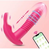 Vibratore Telescopico Riscaldante Indossabile Punto G con Perle Rotanti | Silicone Medico