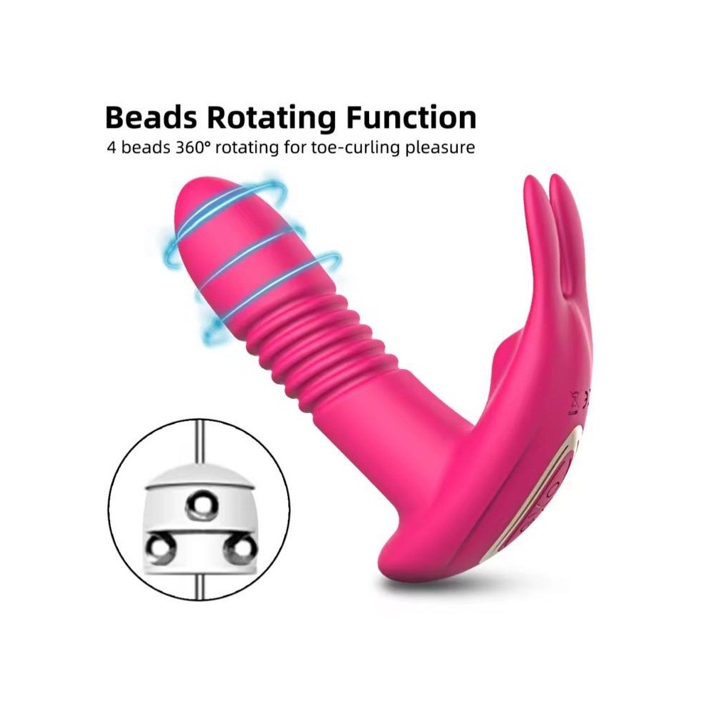 Telescopic Heating Wearable G-Spot Vibrator with Rotating Beads | Medical-Grade Silicone