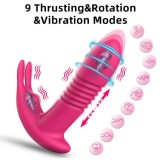 Vibratore Telescopico Riscaldante Indossabile Punto G con Perle Rotanti | Silicone Medico