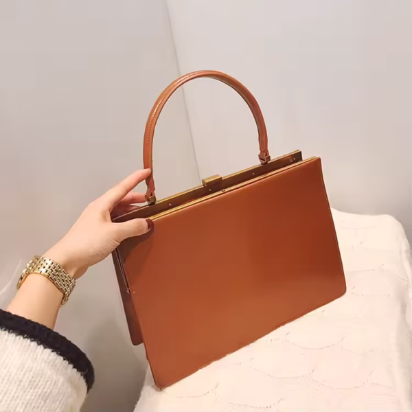 Vintage Clasp Women Handbags Medium Metal Frame Design High Quality Female Tote Bag - Image 4