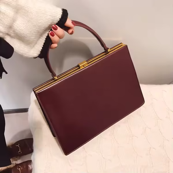 Vintage Clasp Women Handbags Medium Metal Frame Design High Quality Female Tote Bag - Image 7