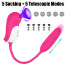 2 IN 1 Vagina G-Spot Massager 5+5 Modes Clitoris Stimulator Sex Toys for Women Telescopic Sucking Vibrator Nipple Sucker