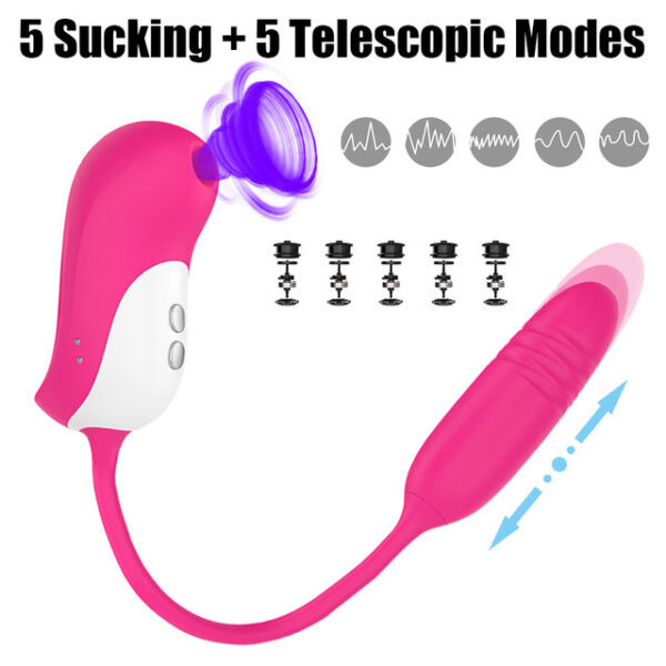 2 IN 1 Vagina G-Spot Massager 5+5 Modes Clitoris Stimulator Sex Toys for Women Telescopic Sucking Vibrator Nipple Sucker - Image 9