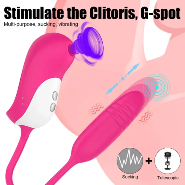 2 IN 1 Vagina G-Spot Massager 5+5 Modes Clitoris Stimulator Sex Toys for Women Telescopic Sucking Vibrator Nipple Sucker - Image 3