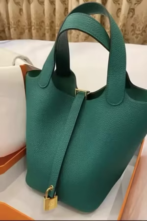 New Contrast Lux Loe Cowhide Bucket Bag Elegant Office Lady All-match Handbags Leather Lychee Pattern Purse