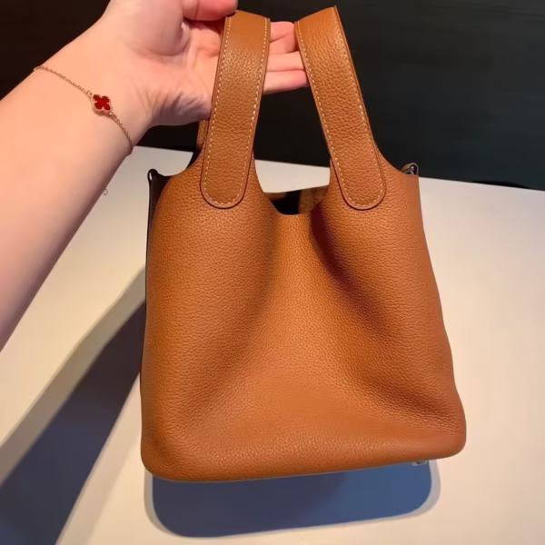 New Contrast Lux Loe Cowhide Bucket Bag Elegant Office Lady All-match Handbags Leather Lychee Pattern Purse - Image 10