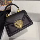Elegant Top Lux DGG Layer Cow Leather Heart Bow Handbag Shoulder Slant Chain Bag Fashionable Flip Cover Small Square Bag