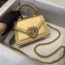 Elegant Top Lux DGG Layer Cow Leather Heart Bow Handbag Shoulder Slant Chain Bag Fashionable Flip Cover Small Square Bag