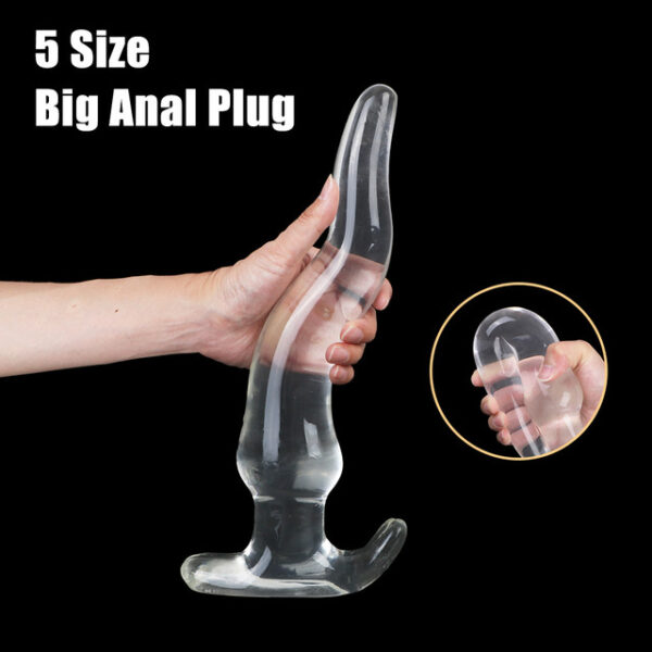 Huge Long Anal Plug 5 Size Prostate Massager Crystal Soft TPE Anus Dilator Vagina Stimulator Sex Toys For Women Men Gay