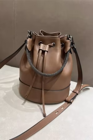 High Quality Lux LVV Women's Shoulder Bag Bead Chain Cowhide Crossbody Hand-Held Bucket Bags Fashion Versatile
