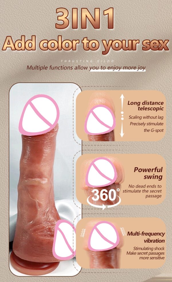 Big Thrusting Dildo For Women Remote Control Vibrator Suction Cup Realistic Penis Automatic Telescopic Rotating Heated Sex Toys - immagine 3