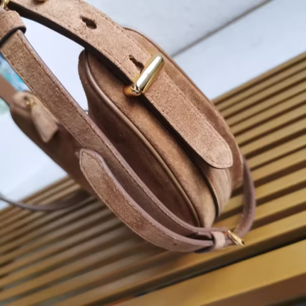 Minimally Designed Moon Lux FF Bag, Curved Underarm Frosted Leather Shoulder Crossbody Bag - Image 4