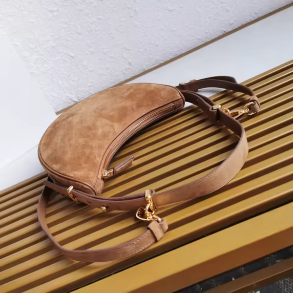 Minimally Designed Moon Lux FF Bag, Curved Underarm Frosted Leather Shoulder Crossbody Bag - Image 5