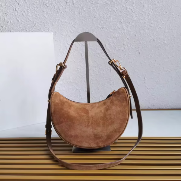 Minimally Designed Moon Lux FF Bag, Curved Underarm Frosted Leather Shoulder Crossbody Bag