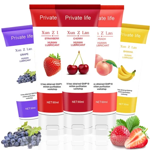 60ml Sex Lubricant Peach/Strawberry/Banana/Grape Sex Oil Vaginal/Anal/Penis Gel Adults oral products Fruit flavor Cream