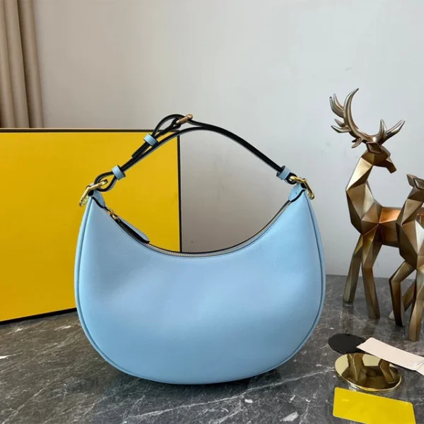 Women's Brand Shoulder Bag Half Moon Letter Armpit Tote New Top Quality Lux FF Genuine Leather Clutch Handbags - Image 5