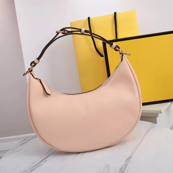 Women's Brand Shoulder Bag Half Moon Letter Armpit Tote New Top Quality Lux FF Genuine Leather Clutch Handbags - Image 3