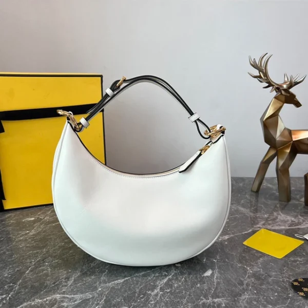 Women's Brand Shoulder Bag Half Moon Letter Armpit Tote New Top Quality Lux FF Genuine Leather Clutch Handbags - Image 2