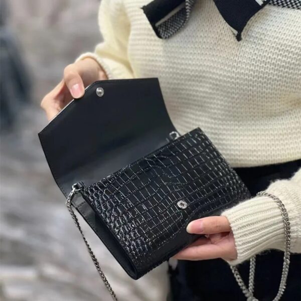 Fashionable Versatile Cow Leather Women’s Bag Lux YL Triangle Shoulder Chain Bag Single Handle - Image 2