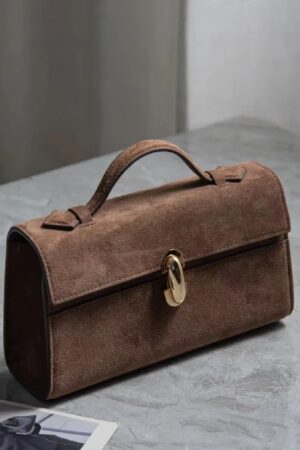 Brand The Symmetry 19 Genuine Leather Handbag Solid Color Simple Handbag Small Square Row Bag Women's Suede