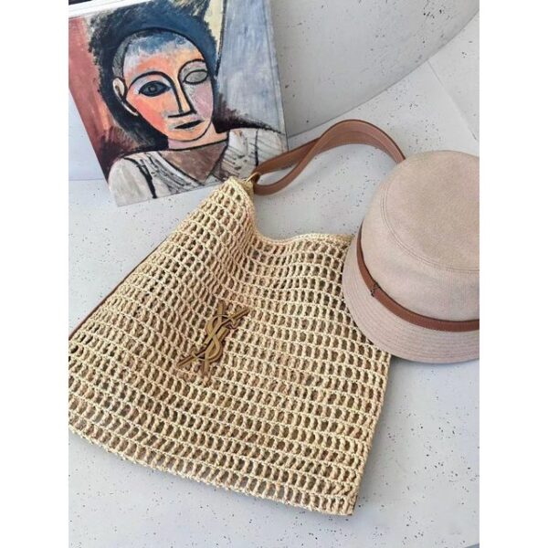 New beach vacation large capacity grass woven bag, women's fashionable beach bag, hollow out versatile - immagine 2