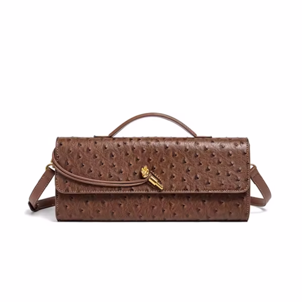 Burgundy Bag Cherry Red Envelope Wine Red Envelope Upscale New Handbag European And American Fashion Ostrich Flip Hand Bag - immagine 8