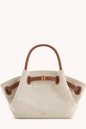 New Brown Canvas Shoulder Crossbody Bag Women Mini Tote Bag Vegan Leather Dumpling Bag High Quality Leather