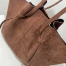 New In Faux Suede Tote Bags For Women Luxury Design Handbags Purses Vintage Large Capacity Shoulder Custom Name Initials