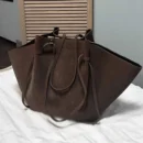New In Faux Suede Tote Bags For Women Luxury Design Handbags Purses Vintage Large Capacity Shoulder Custom Name Initials